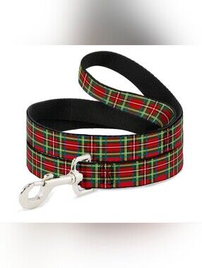 Buckle-Down 4ft Long Wide Dog Leash - Tartan Plaid Red/Green Pet Leash